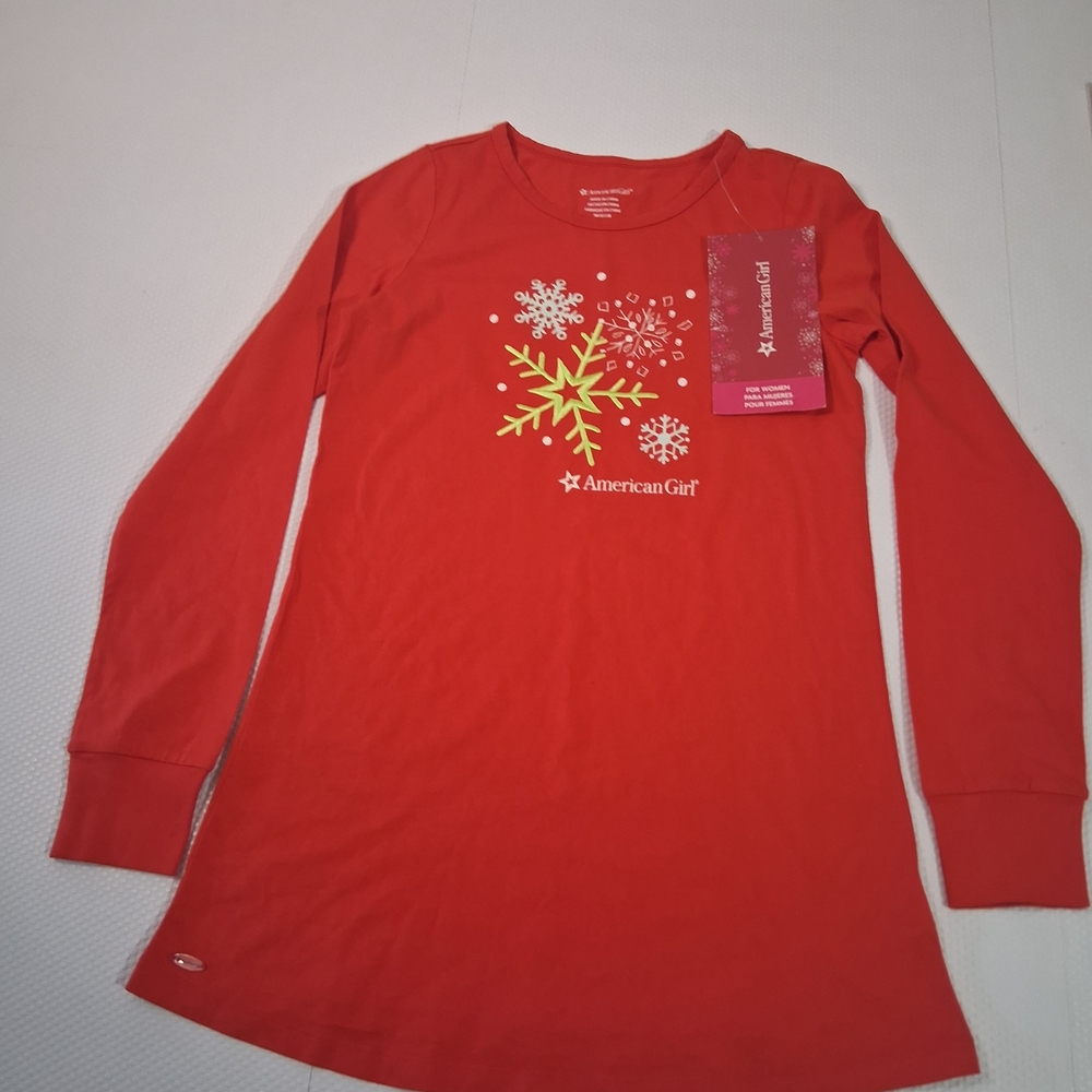 American Girl Red and Yellow Snowflake Long Sleeve Tee